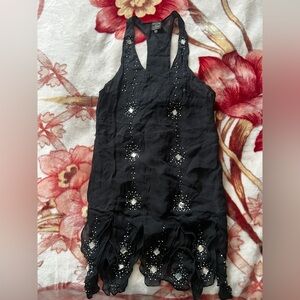 Early 2000sBlack beaded halter-neck dress